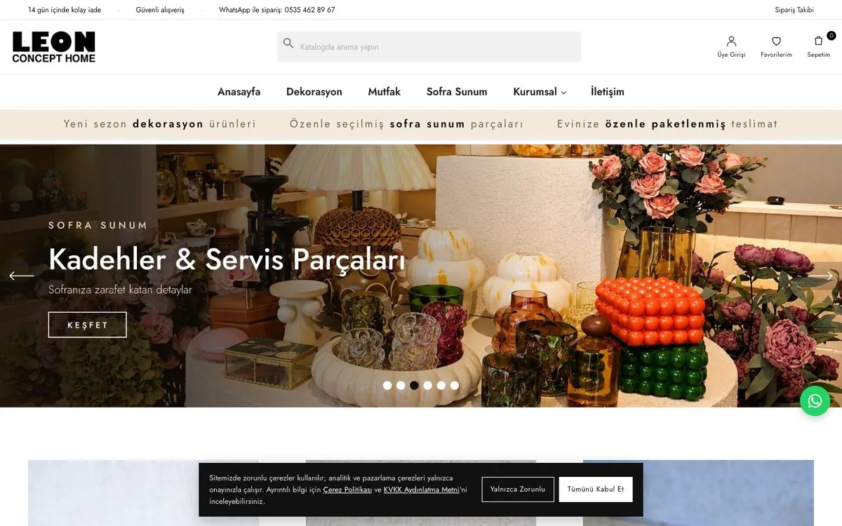 leonconcepthome.com ana sayfa görünümü