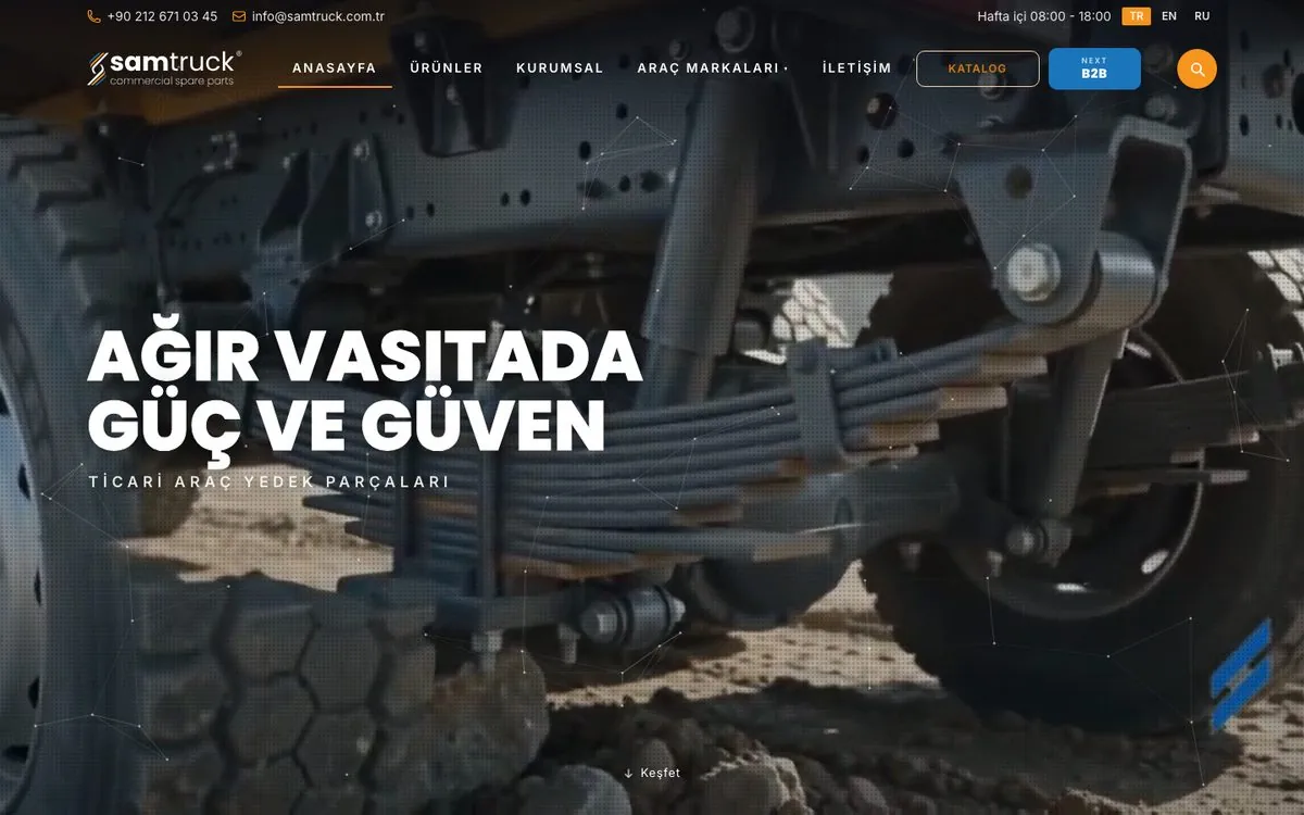 SamTruck ana sayfa görünümü